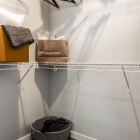 a group of items in a closet